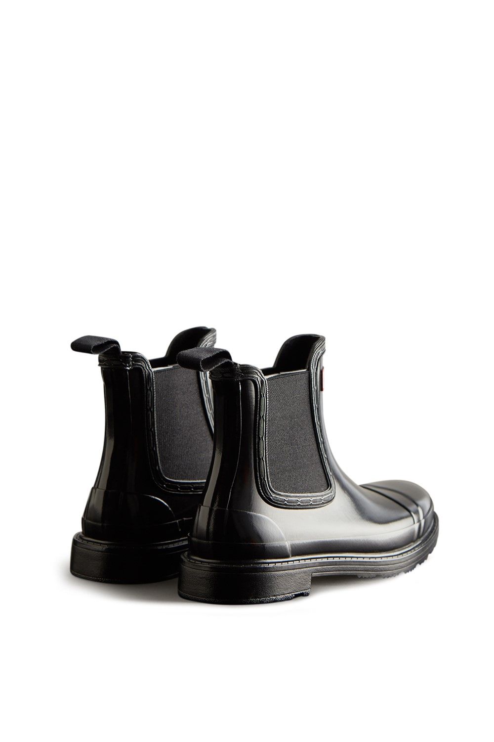 Hunter Black 'Commando' Gloss Chelsea Boots image 2