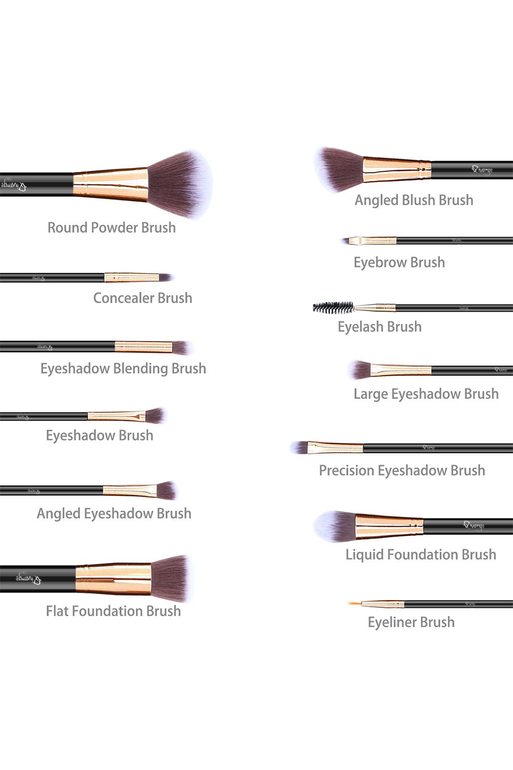 Living and Home 12 Pcs Rose Gold Makeup Brush Set with Makeup Sponge and Brush Egg Gift Set image 3