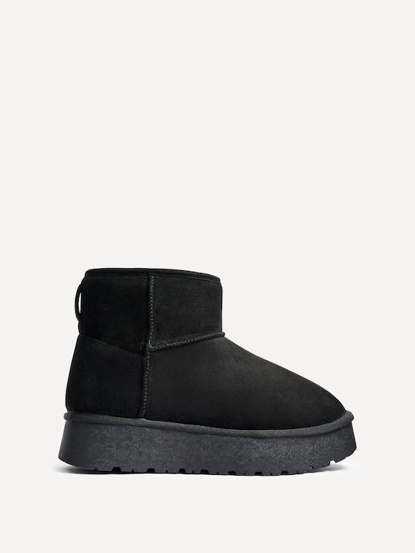 Linzi Cammie Black Faux Suede Platform Ankle Boot