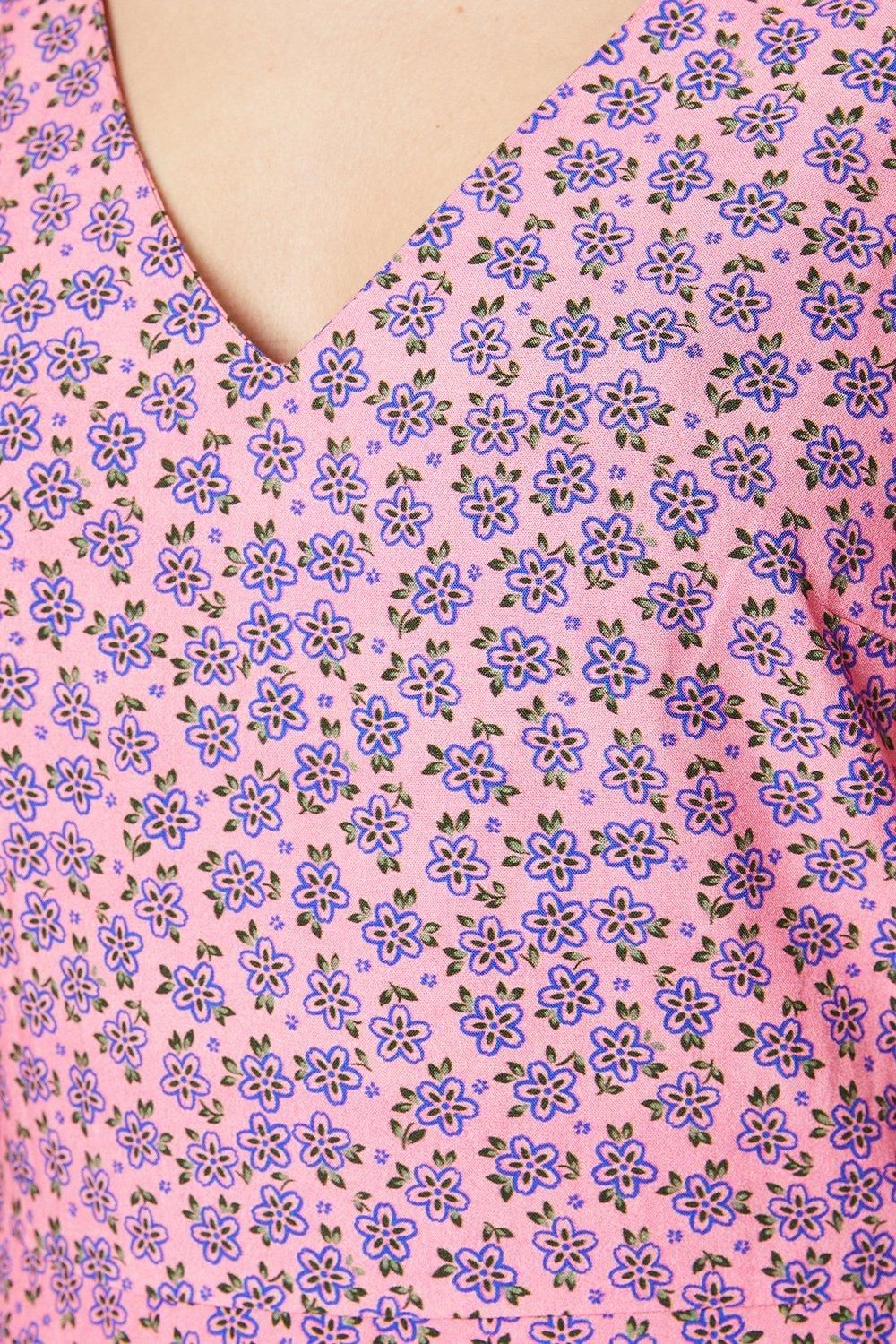 Dorothy Perkins Ditsy Frill Sleeve Tiered Mini Dress Pink image 5