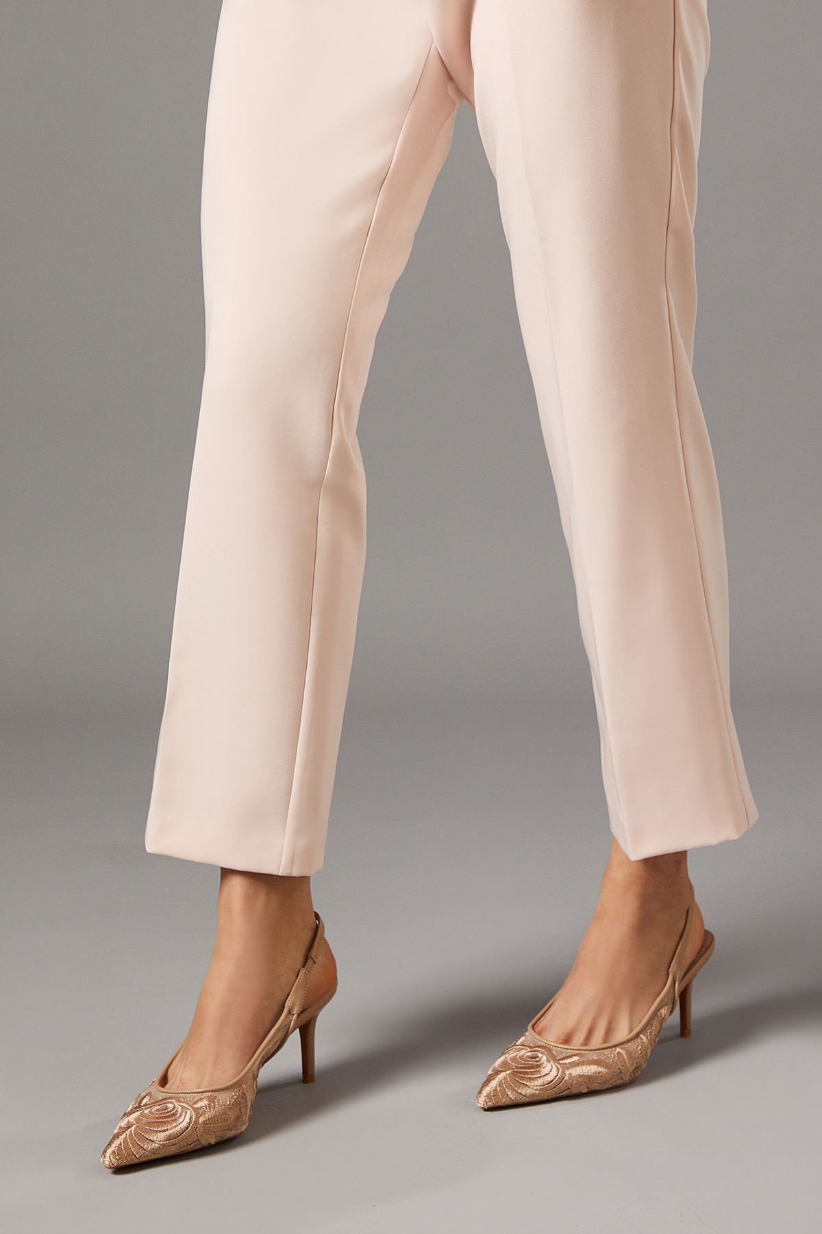 Coast Pattie Embroidered Sheer Medium Heel Slingback Court Shoes Beige image 3