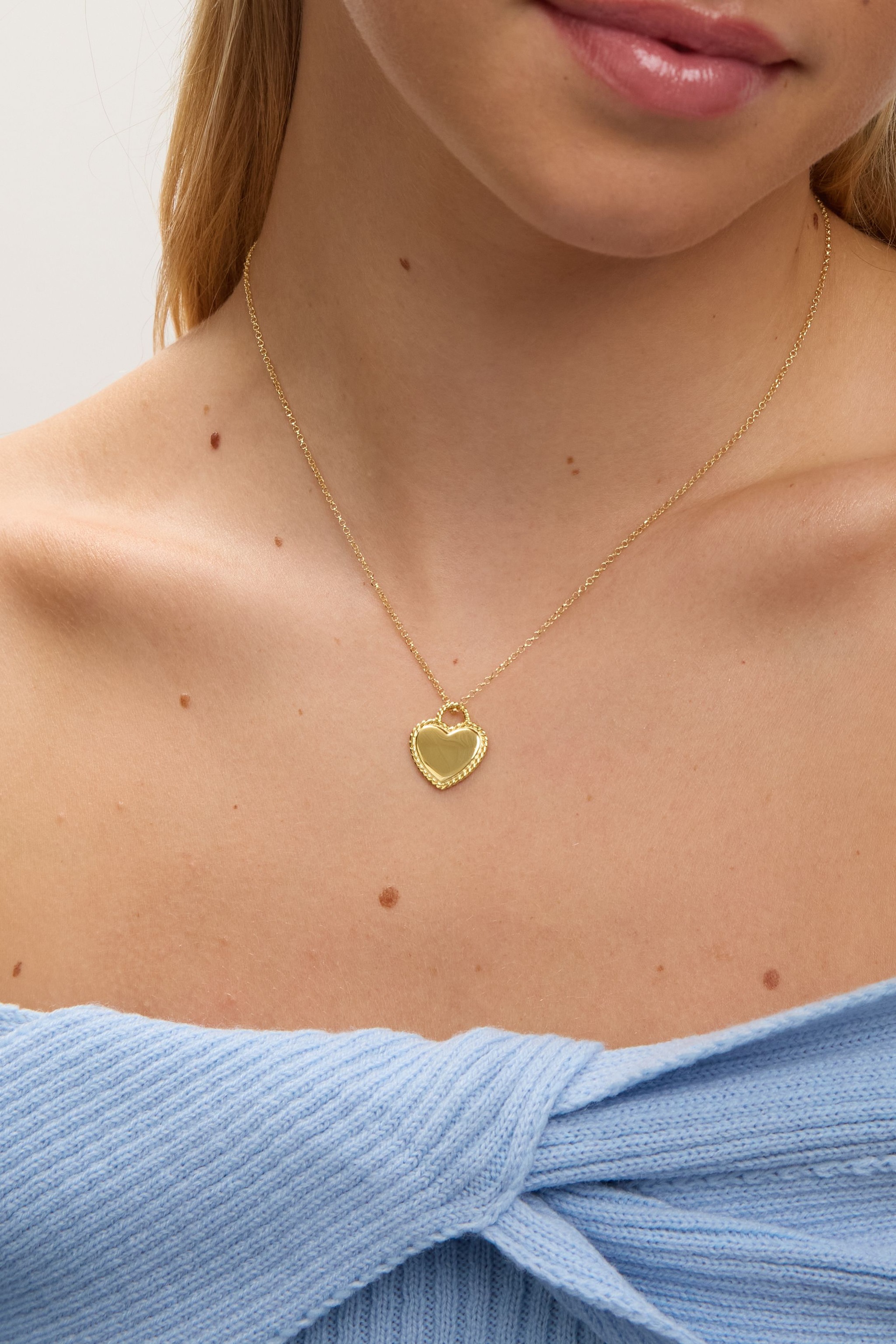 Jon Richard 14ct Real Gold Plated Sterling Silver Polished Beaded Heart Pendant image 2