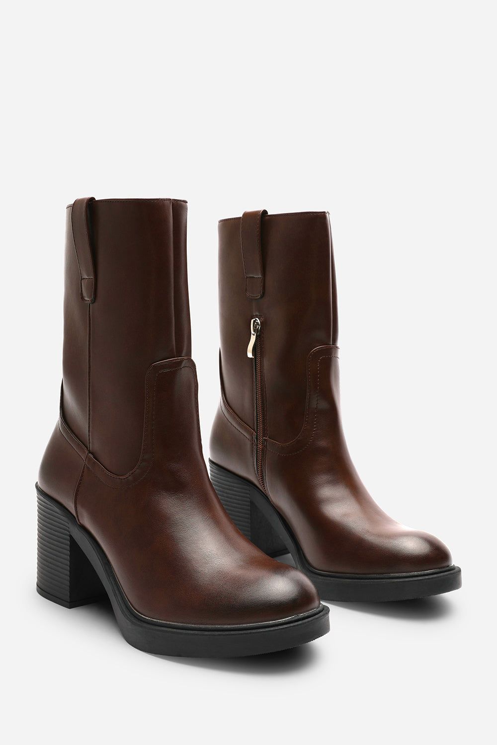 Where's That From 'Windy' Mid Calf Block Heel Boots with Side Zip Detail image 2