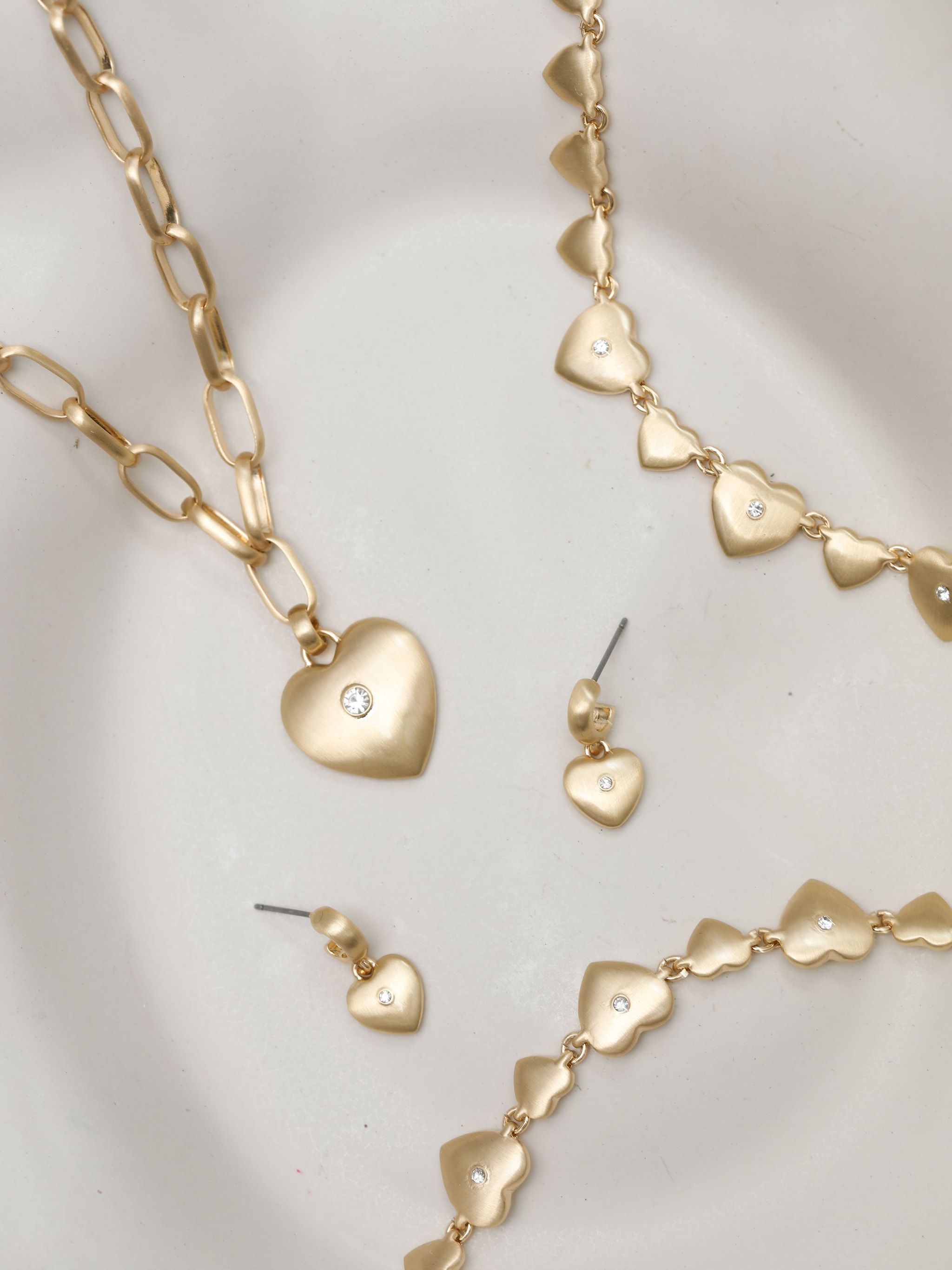 Inicio Gold Plated Brushed Heart and Crystal Hoop Earrings - Gift Pouch image 3