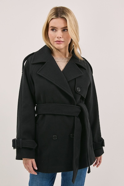 Dorothy Perkins Short Belted Coat Black