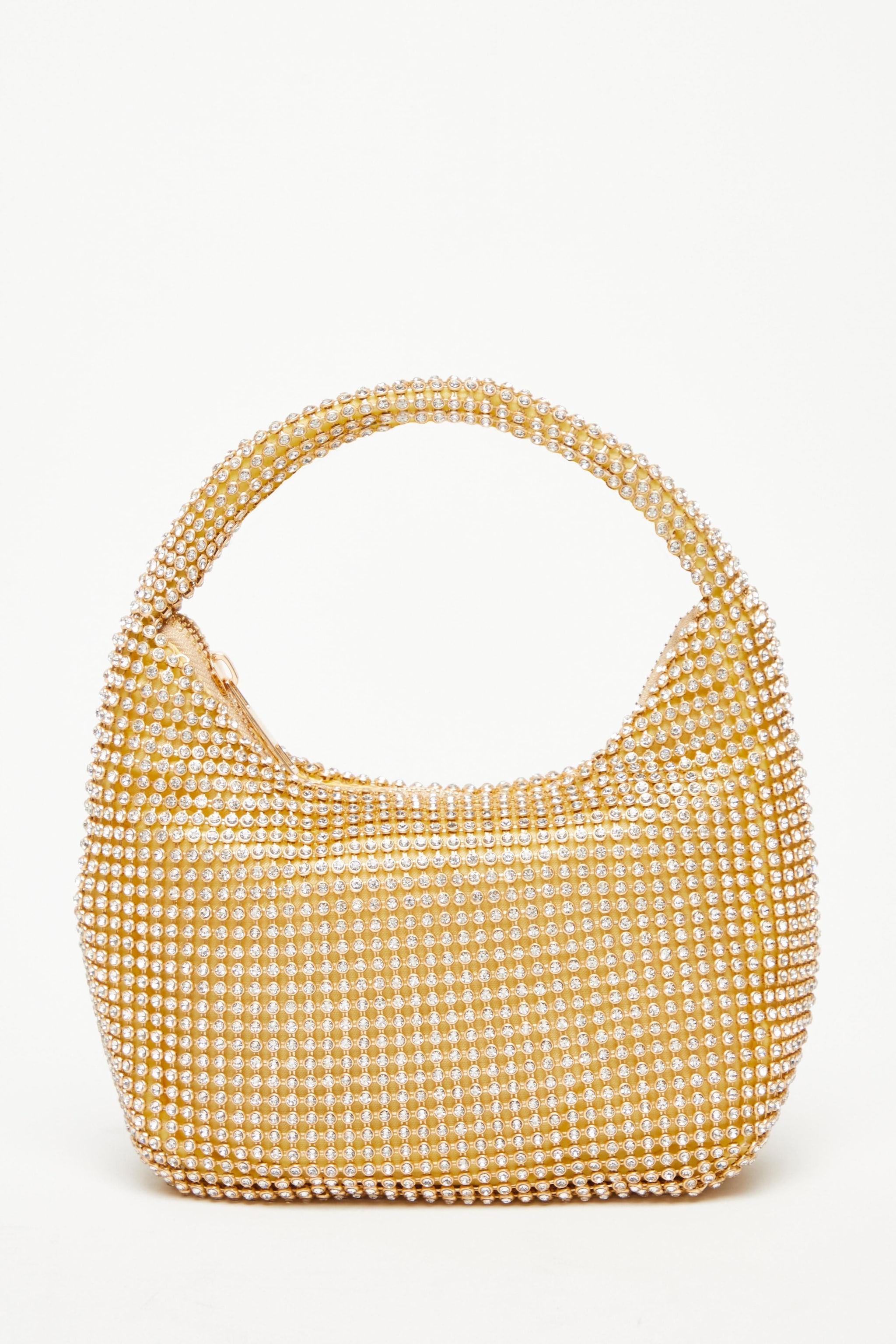 Quiz Gold Diamante Pouch Bag image 3