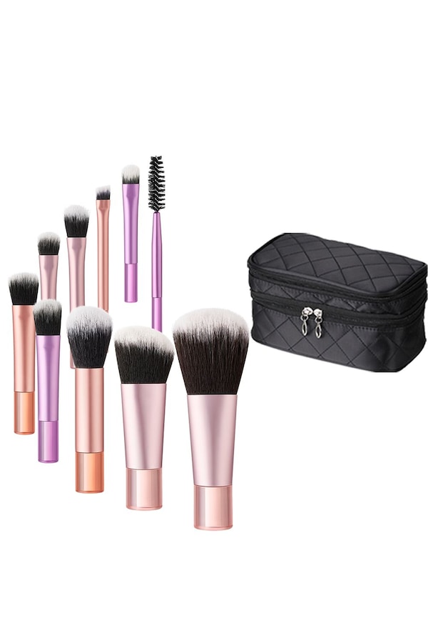 SHEONLY Set of 10 Portable Makeup Brush Tools with Waterproof Travel Makeup Bag