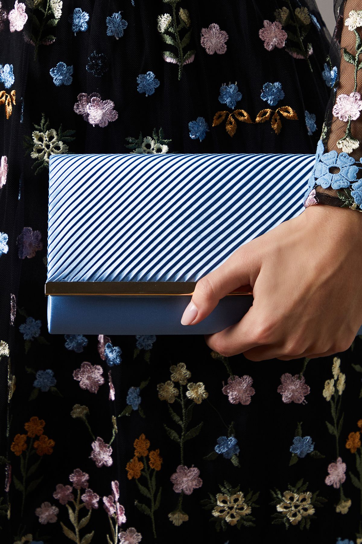 Coast Daisy Satin Pleated Detail Clutch Bags Blue image 4