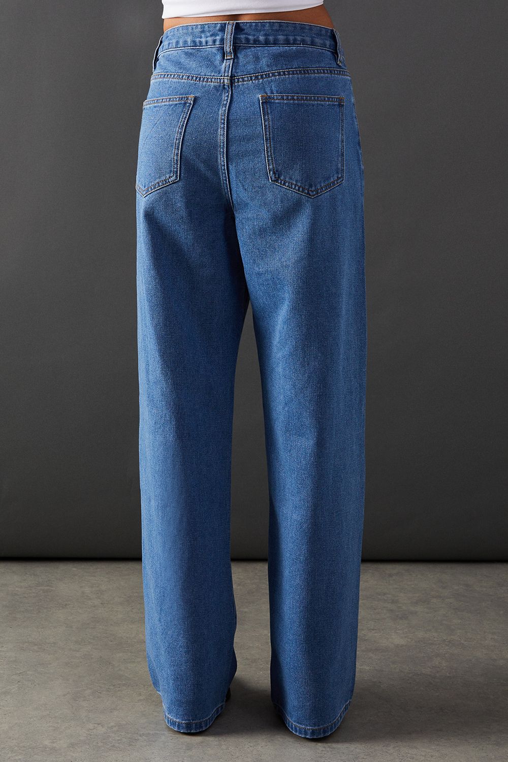 Warehouse Low Rise Denim Dad Jean Mid Wash image 3