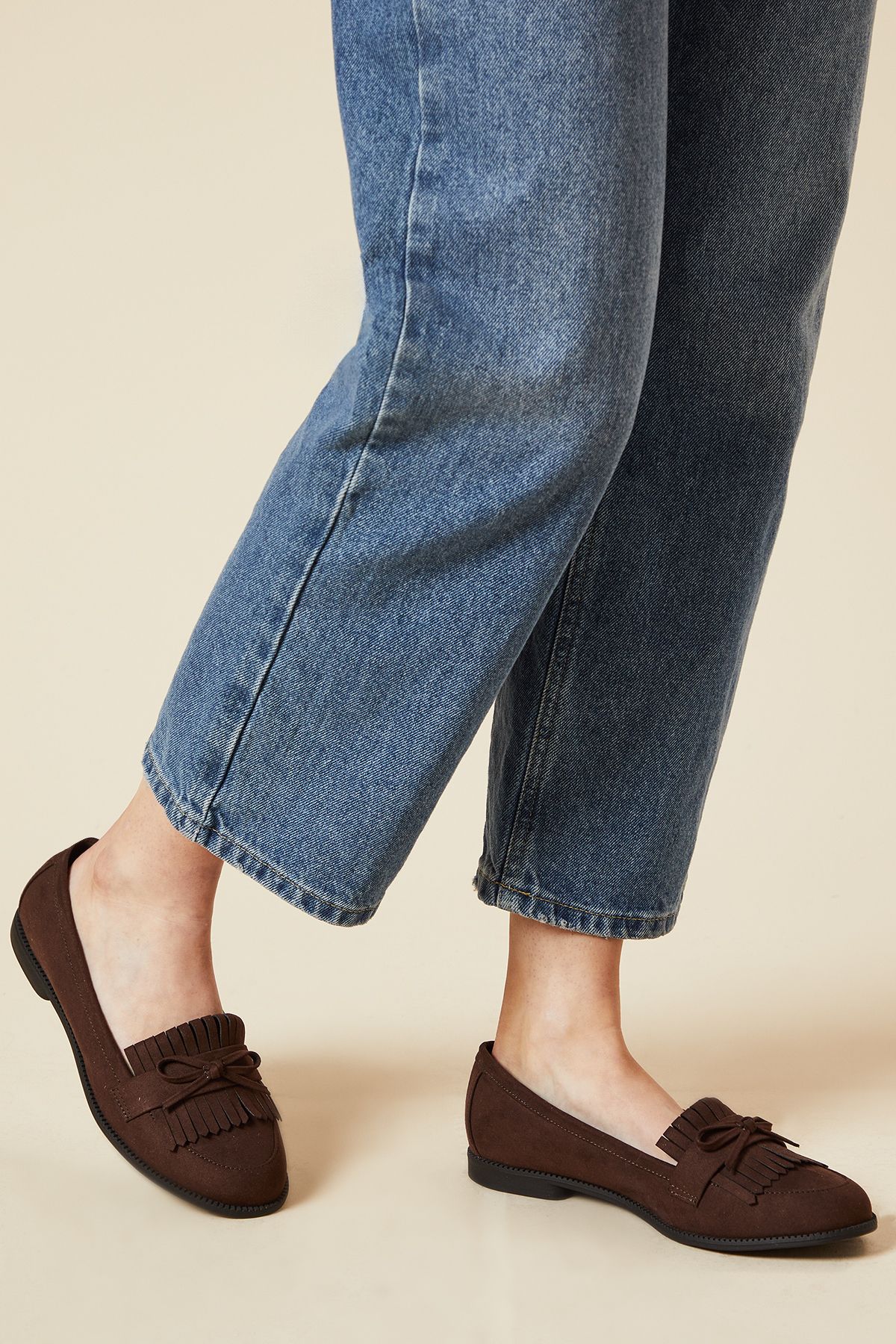 Dorothy Perkins Wide Fit Loretta Tassel Loafers Chocolate image 2