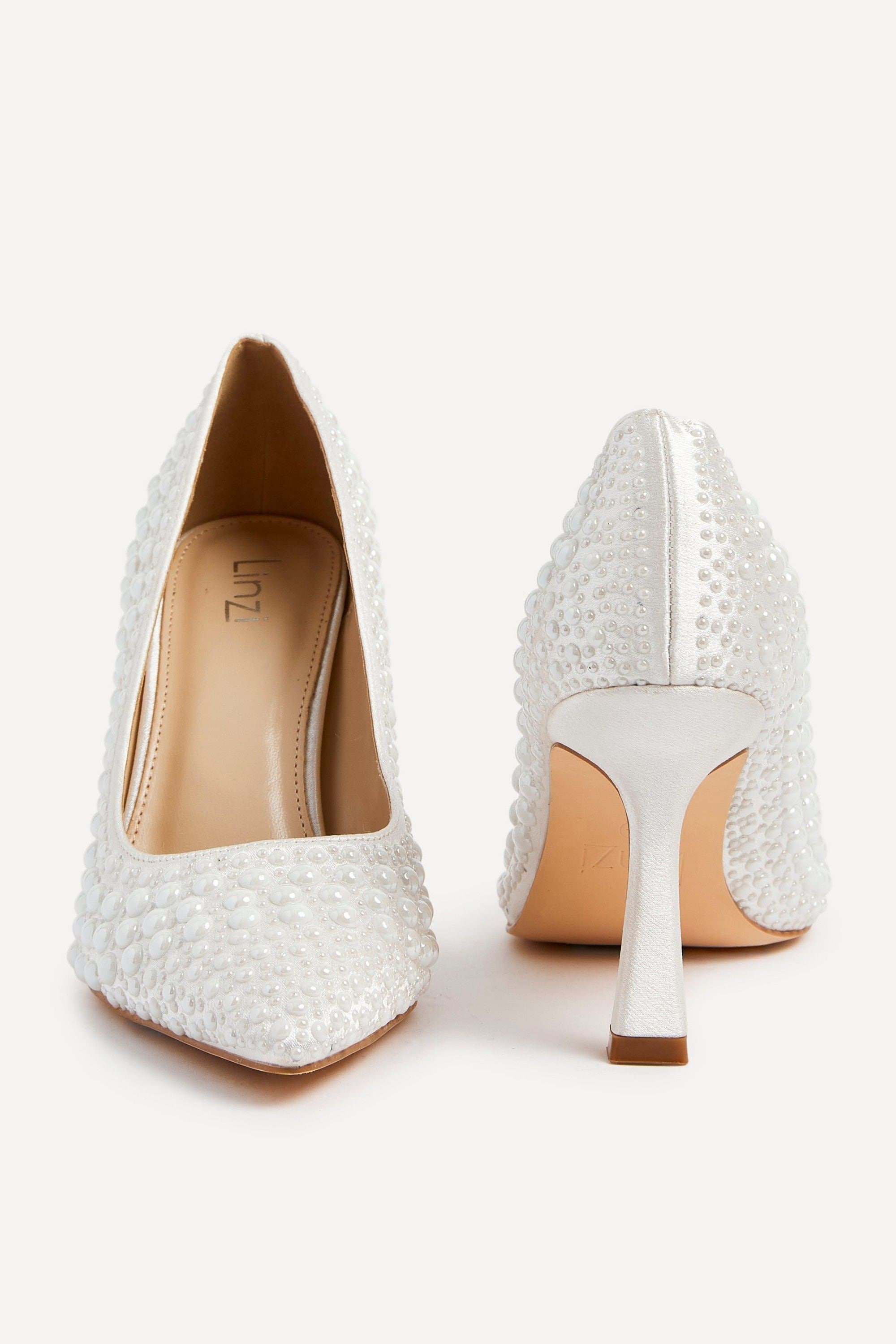 Linzi Dreaming Bridal Ivory Hot Fix Pearl Court Heels image 5