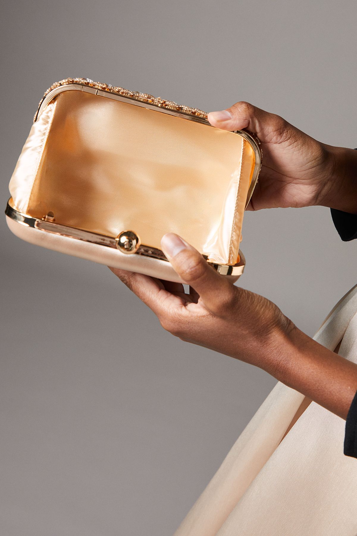 Coast Pear Embellished Hard Clutch Bag Gold image 3