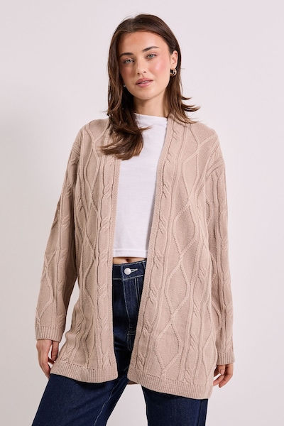 Dorothy Perkins Oatmeal Longline Cable Cardigan Oatmeal