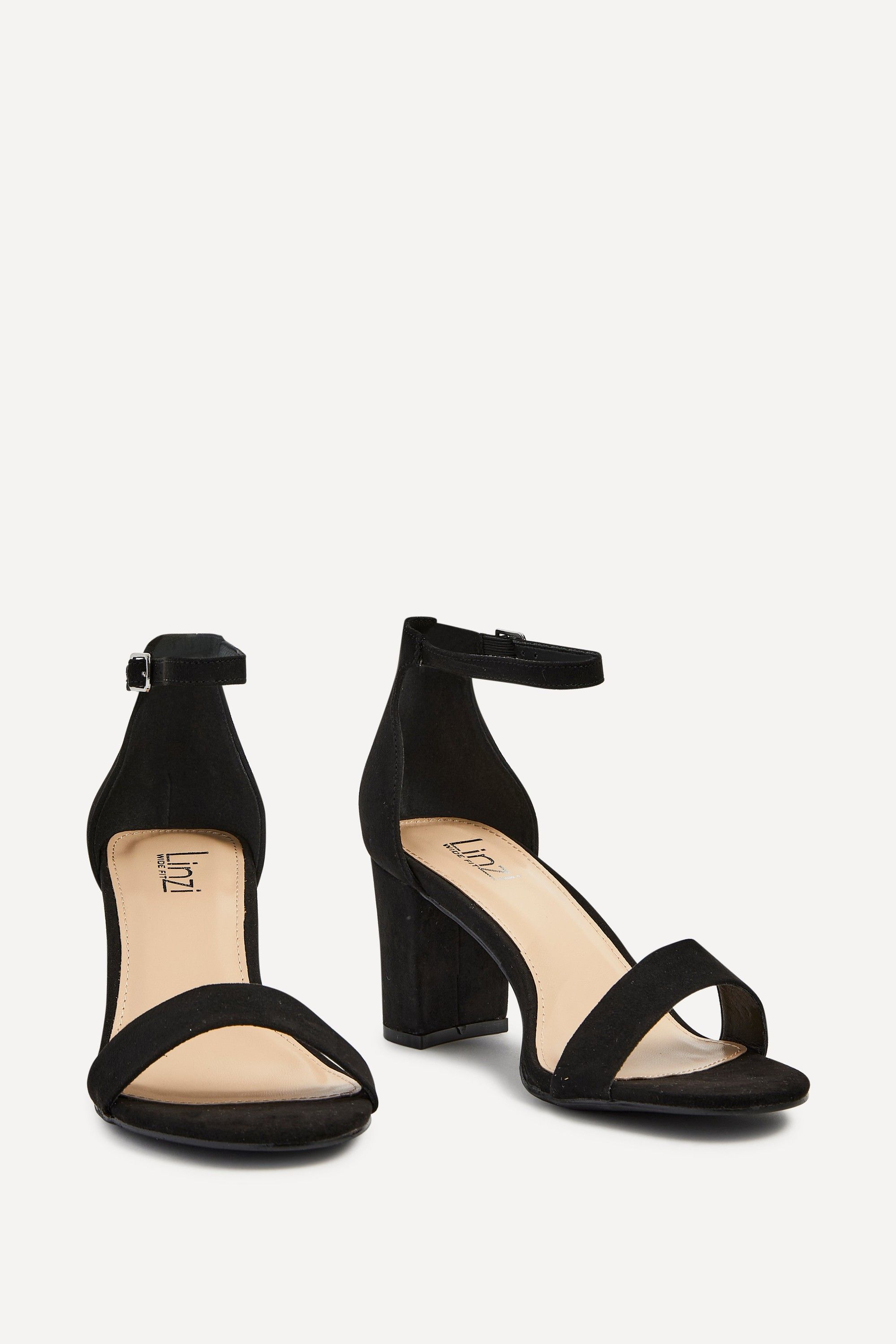 Linzi Legacy Wide Fit Black Suede Closed Black Block Heel image 3