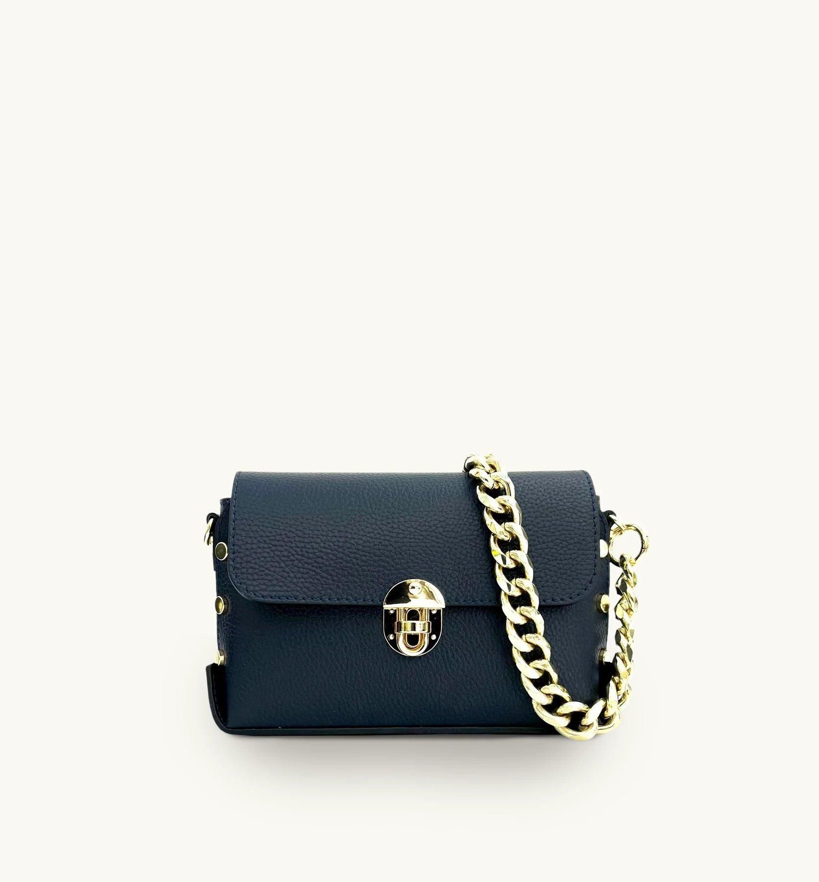 Apatchy London The Bloxsome Leather Crossbody Bag With Gold Chain Strap image 1