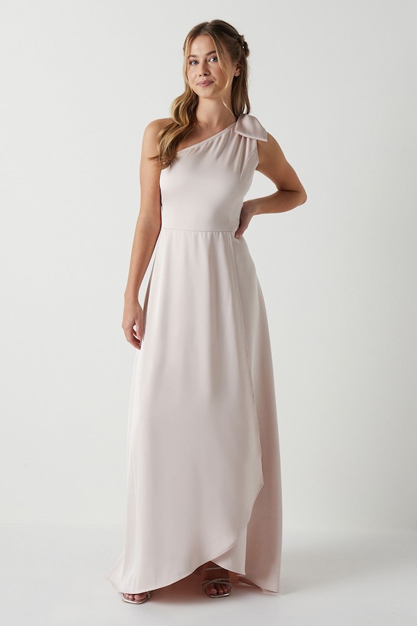 Coast Teen Coast One Shoulder Bow Bridesmaid Dress Blush