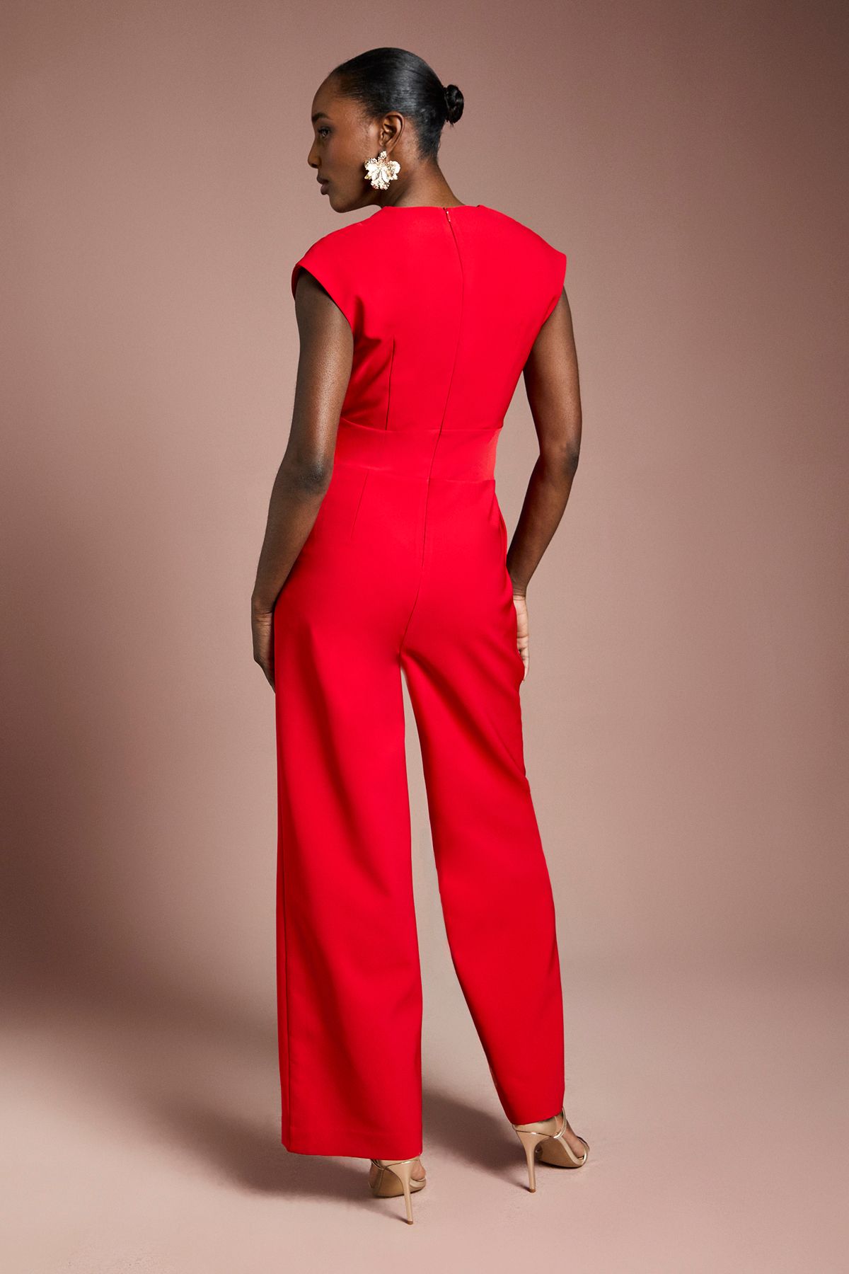 Coast Belted Crepe Jumpsuit Red image 3
