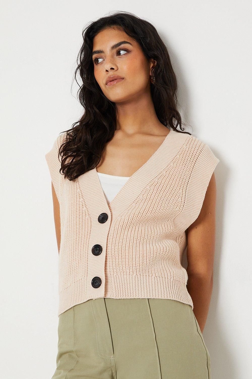 Oasis Petite Fisherman Rib Sweater Vest Ivory image 5