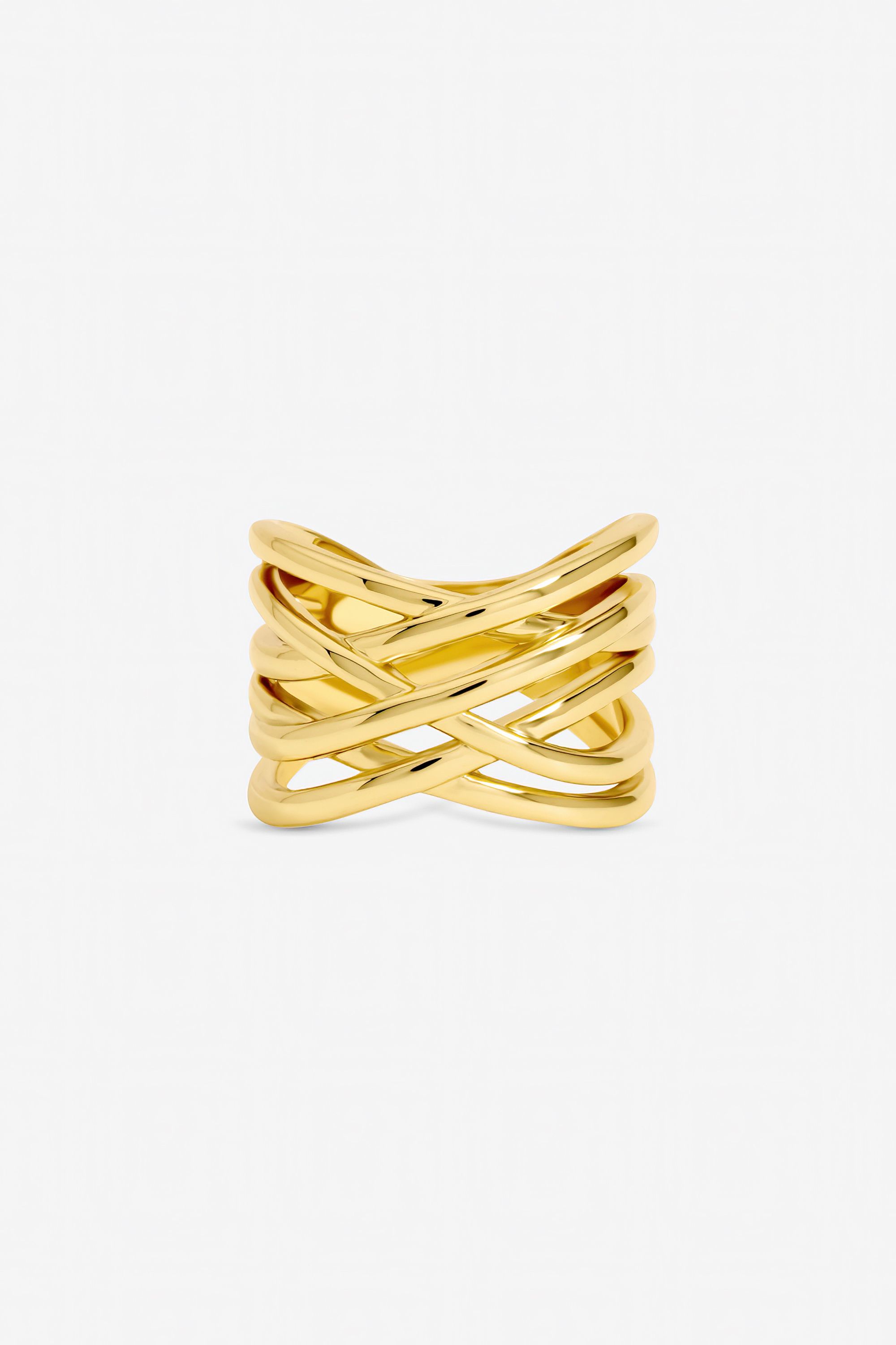 Jon Richard Gold Plated Polished Cross Over Ring