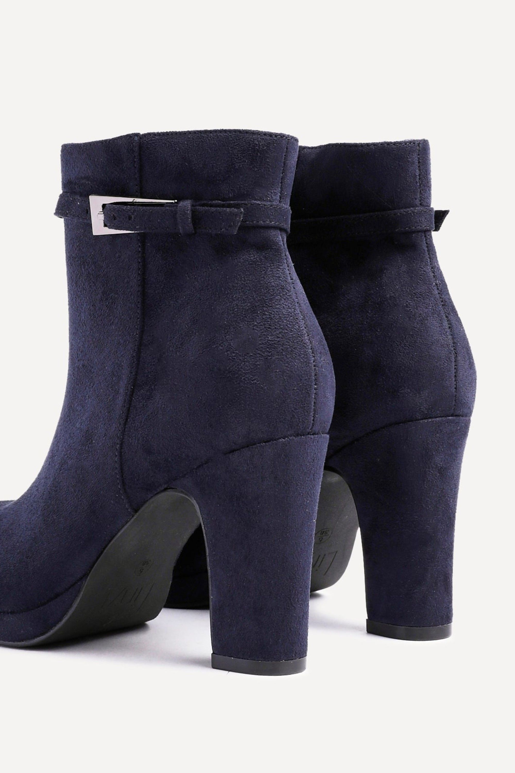 Linzi Stefani Navy Faux Suede Heeled Ankle Boot image 5