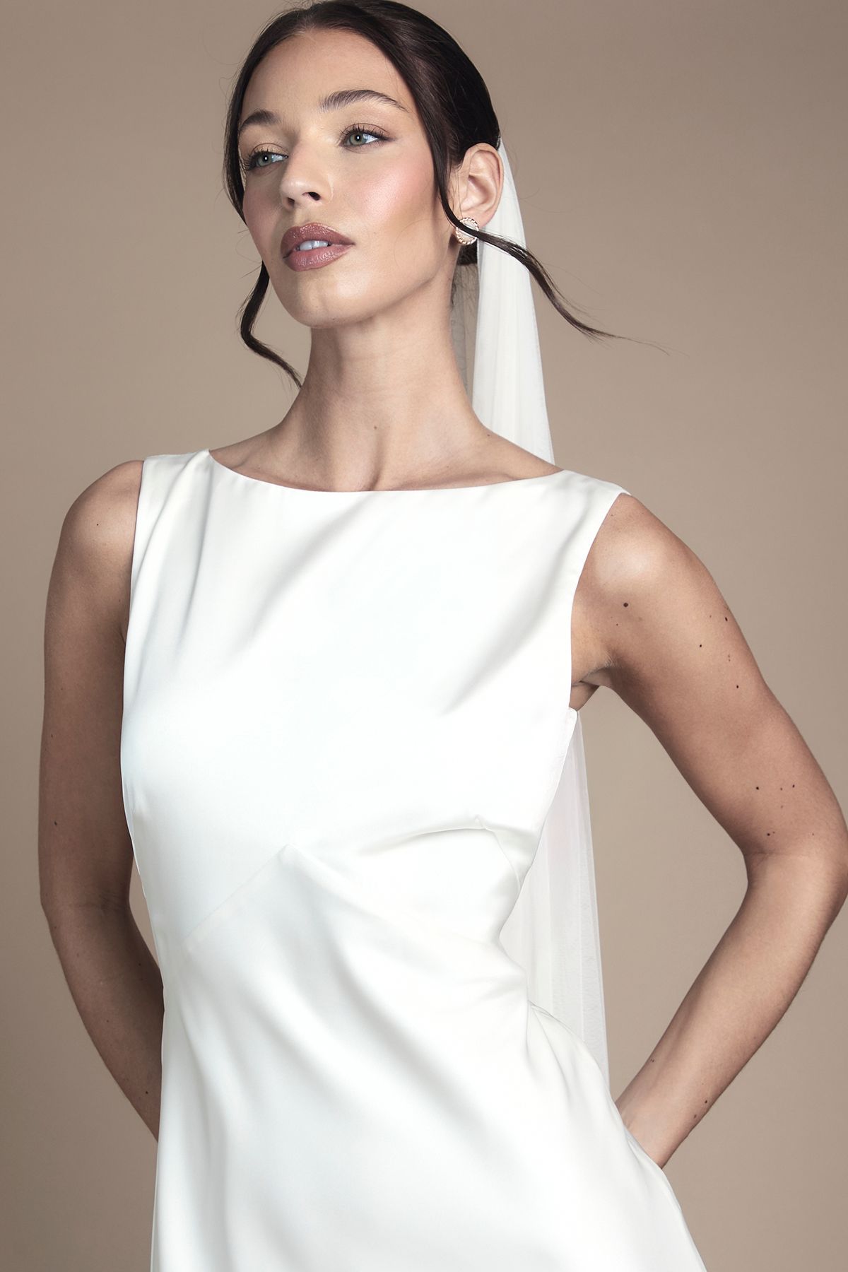 Coast Satin V Back Maxi Wedding Dress with Back Sash Detail Ivory image 4