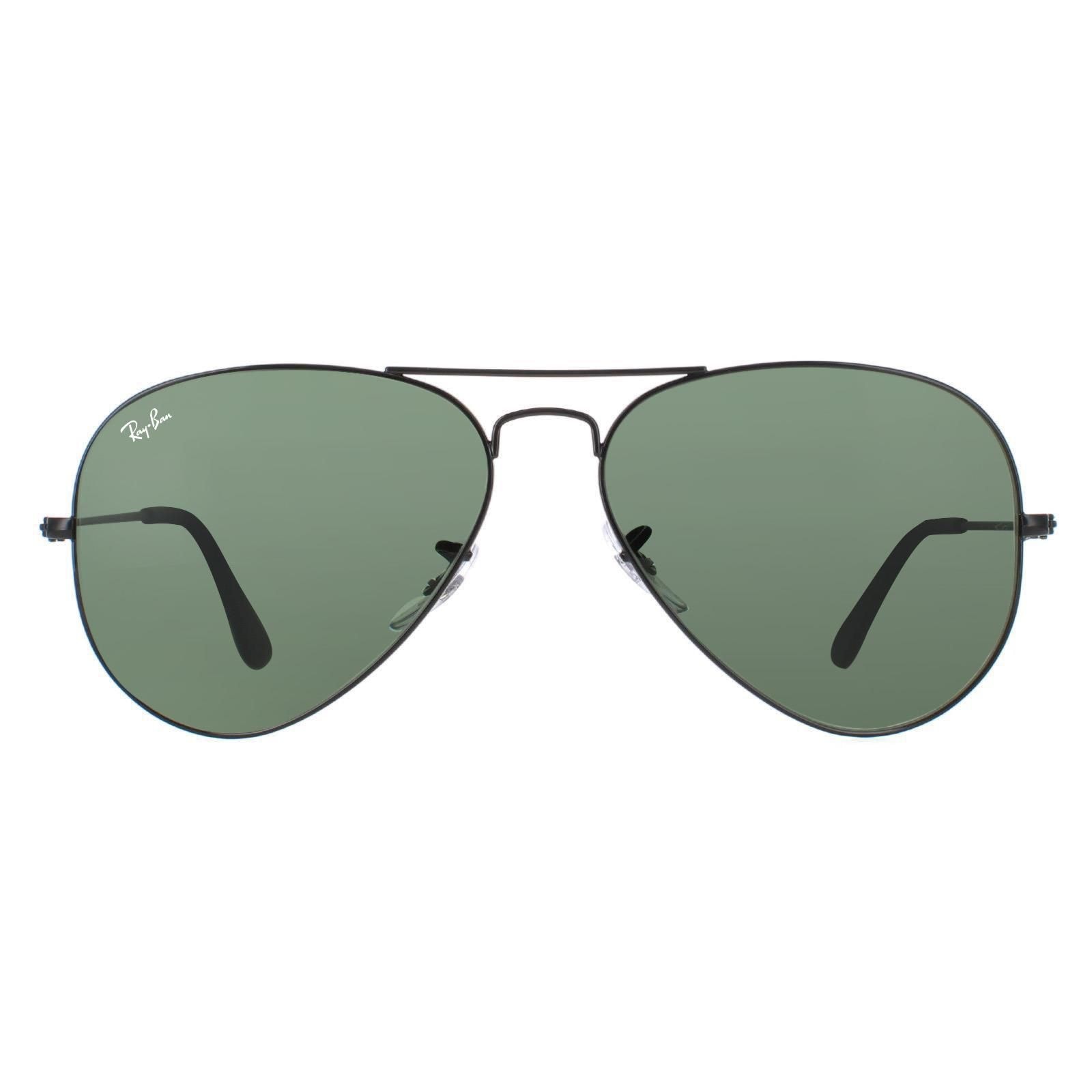 Ray-Ban Aviator Black Green Aviator 3025 Sunglasses image 1