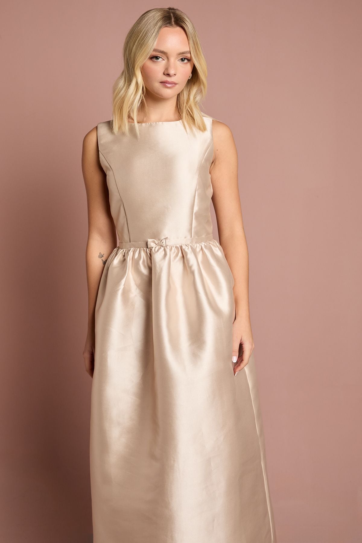 Coast Teen Coast Twill Bow Maxi Bridesmaid Dress Champagne image 2