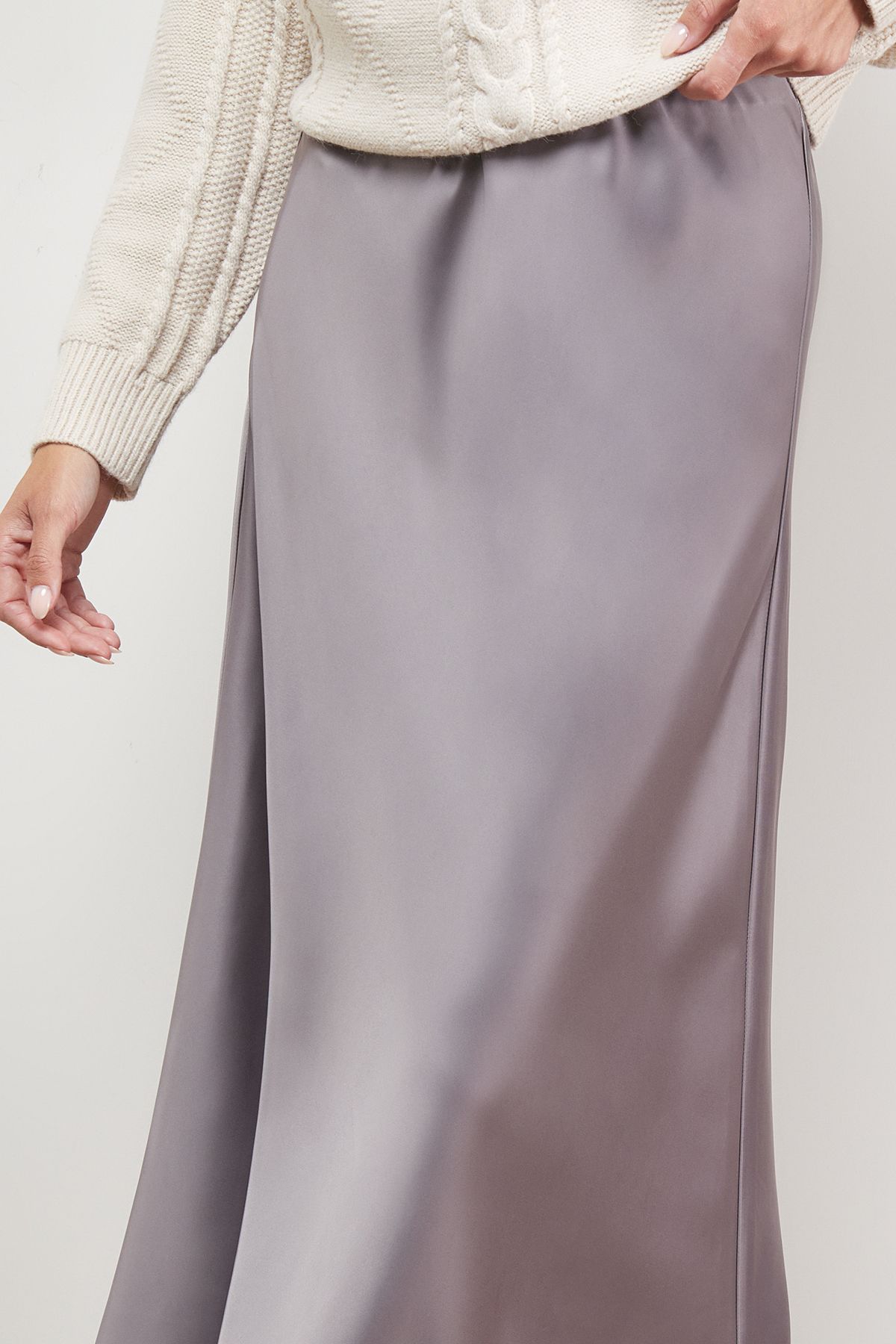 Oasis Satin Bias Cut Maxi Skirt Mocha image 4