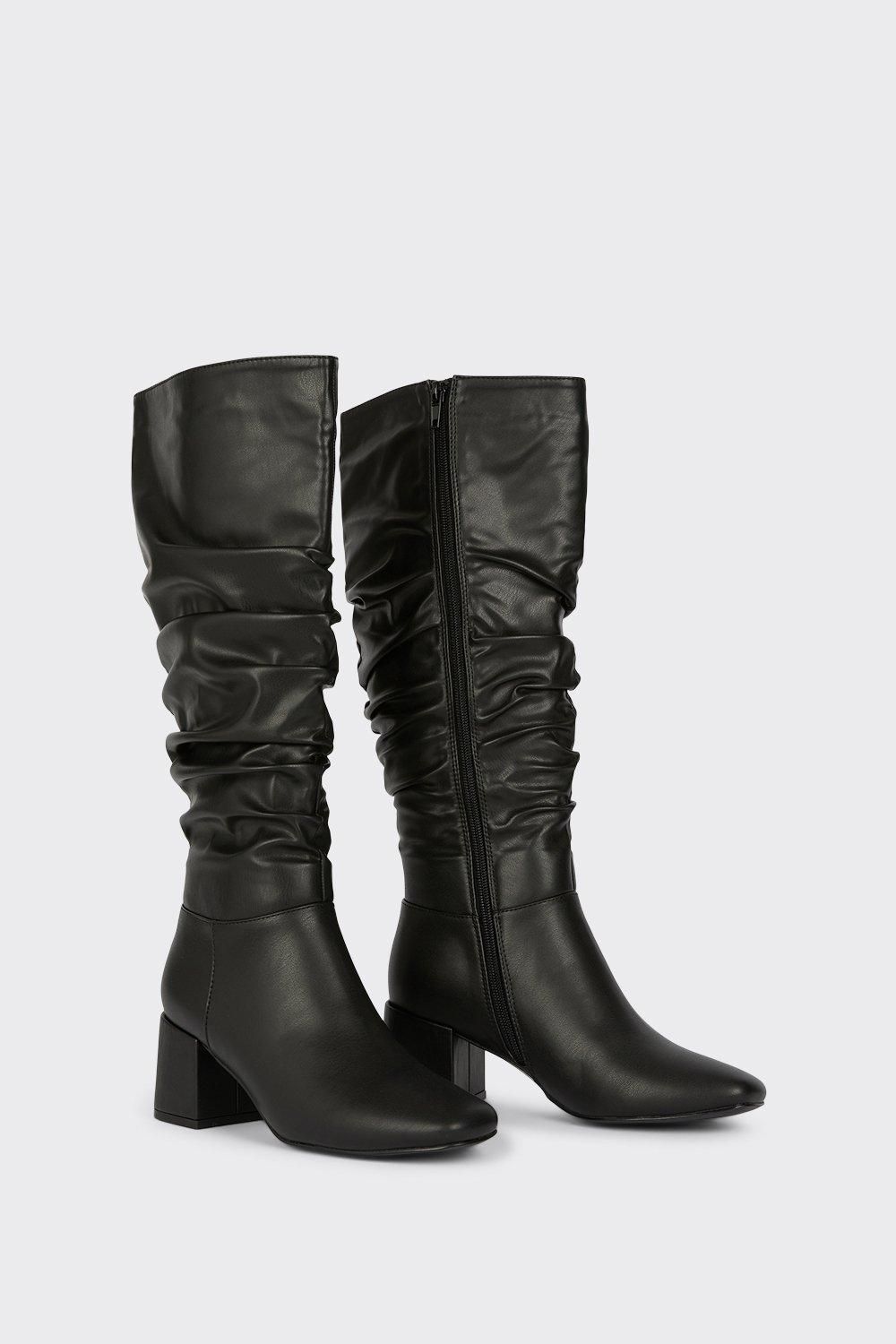 Dorothy Perkins Kayenne Ruched Long Boots Black image 3