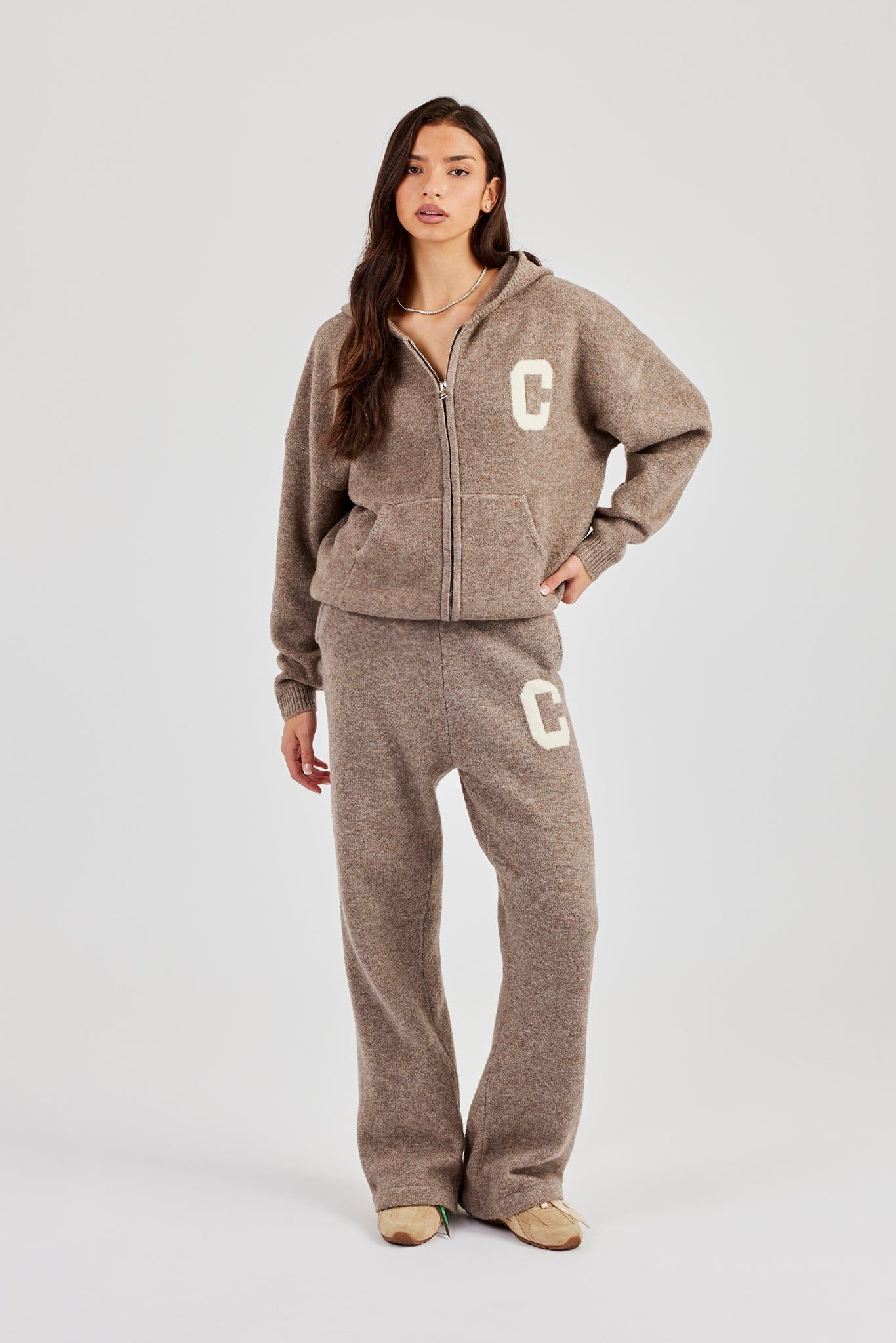 Cernucci Wide Leg Knitted Jogger - Taupe image 5