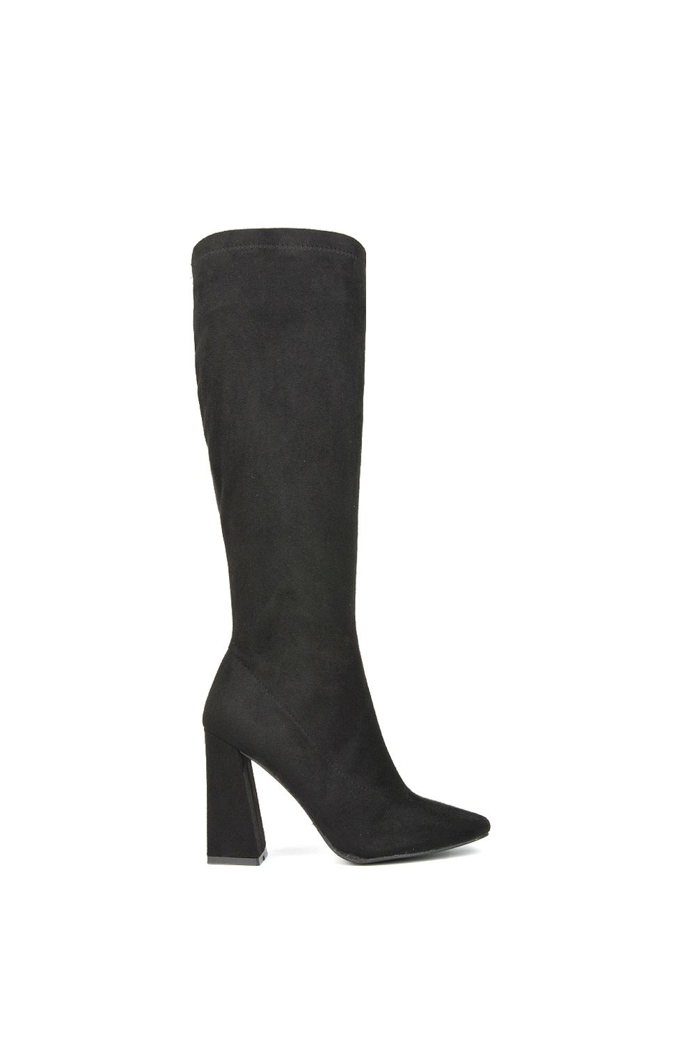 XY London 'Gia' Square Toe Block High Heel Knee High Boots