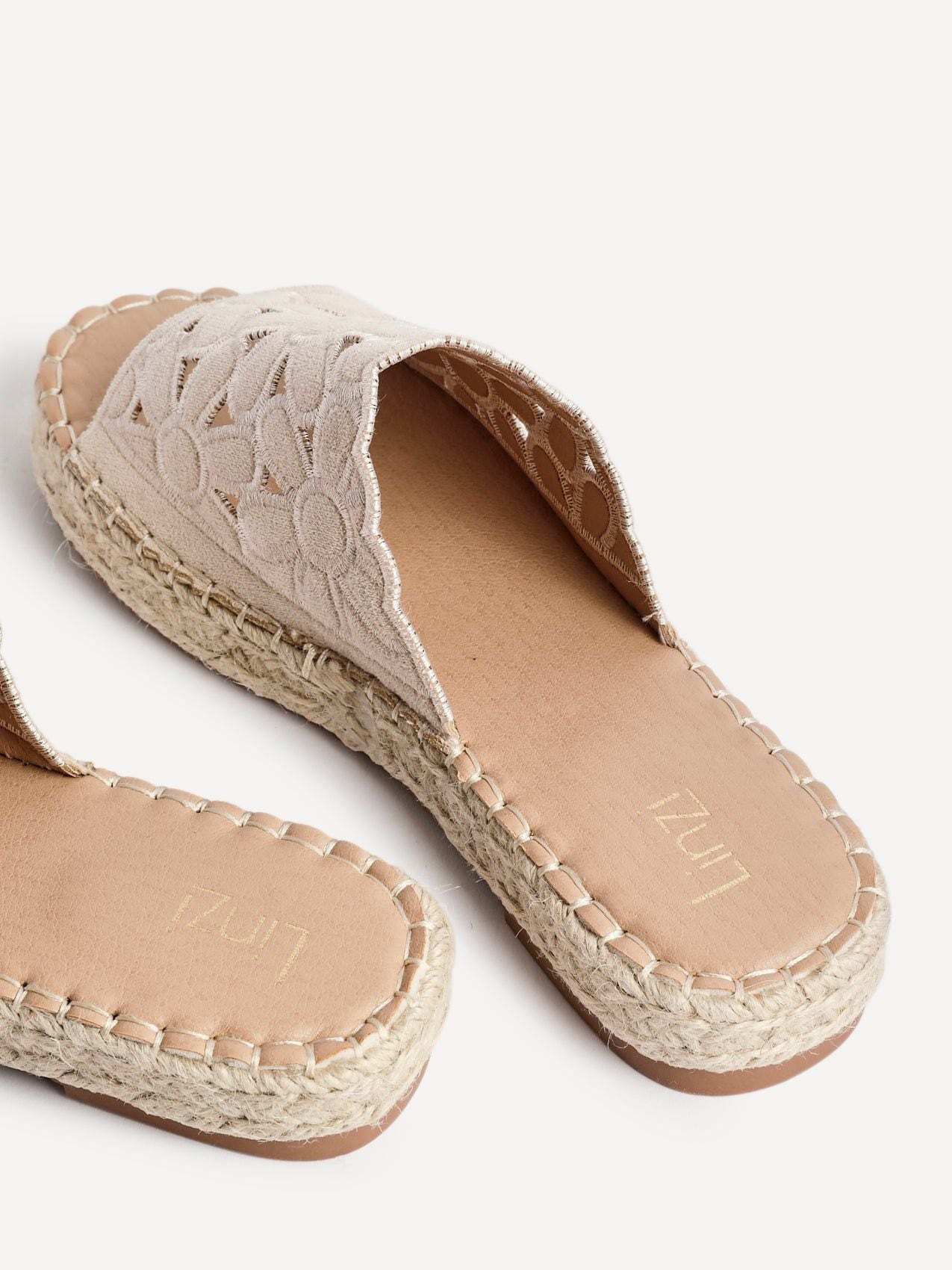 Linzi Parade Beige Faux Suede Floral Espadrille Flatform Slider image 5