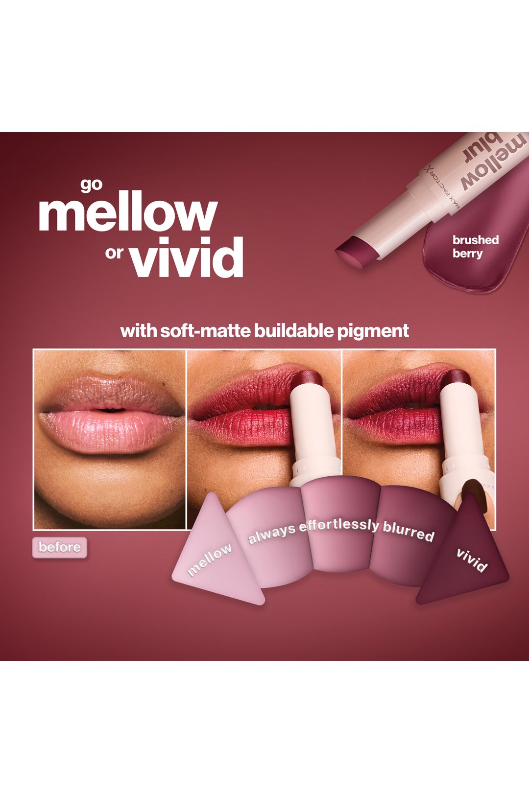 Max Factor 2000 Calorie Mellow Blur Lipstick 3.5g Cashmere Cherry image 3