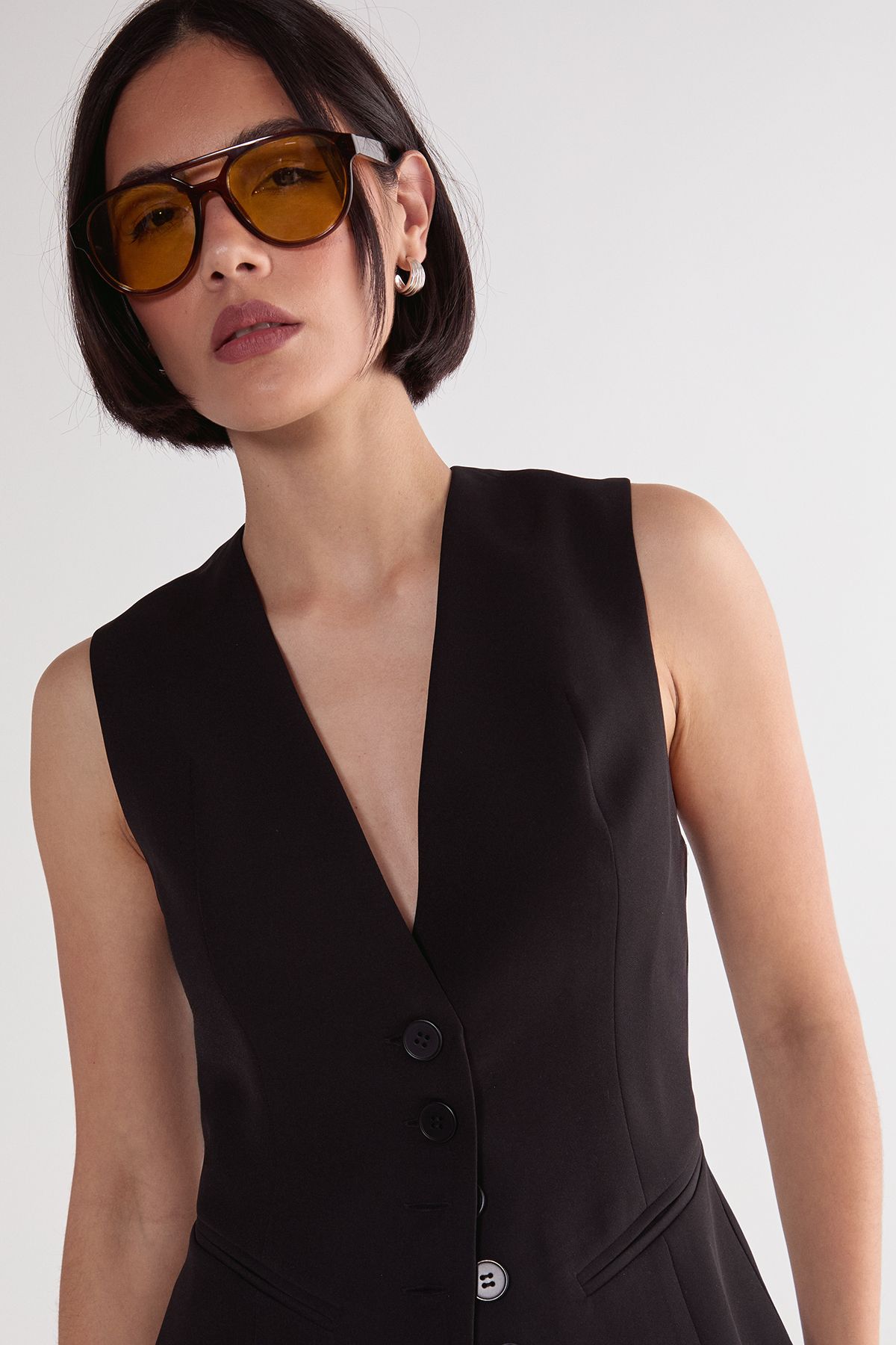 NastyGal Tailored Button Through Waistcoat Black image 5
