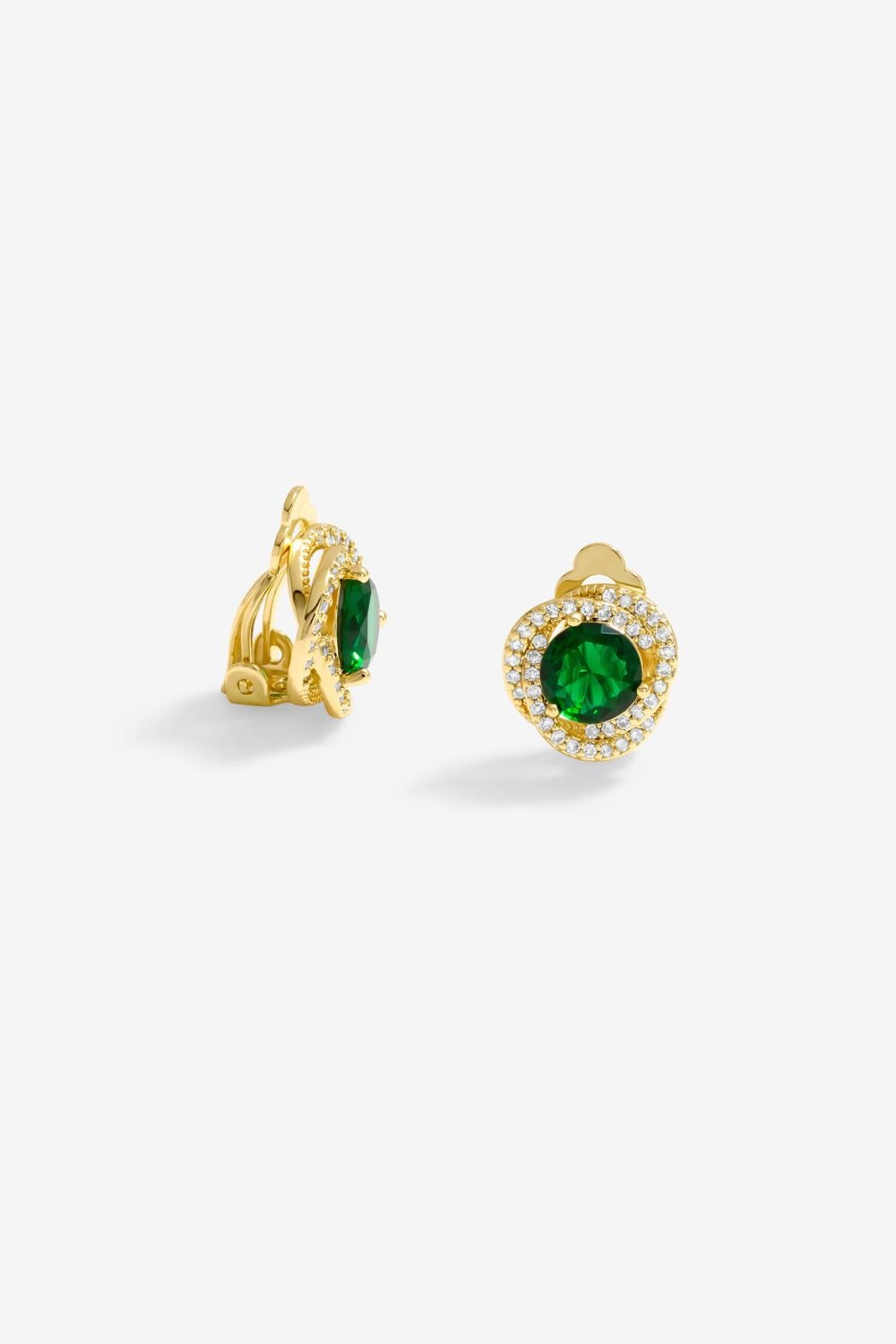 Jon Richard Gold Plated And Emerald Twist Halo Clip Earrings image 1