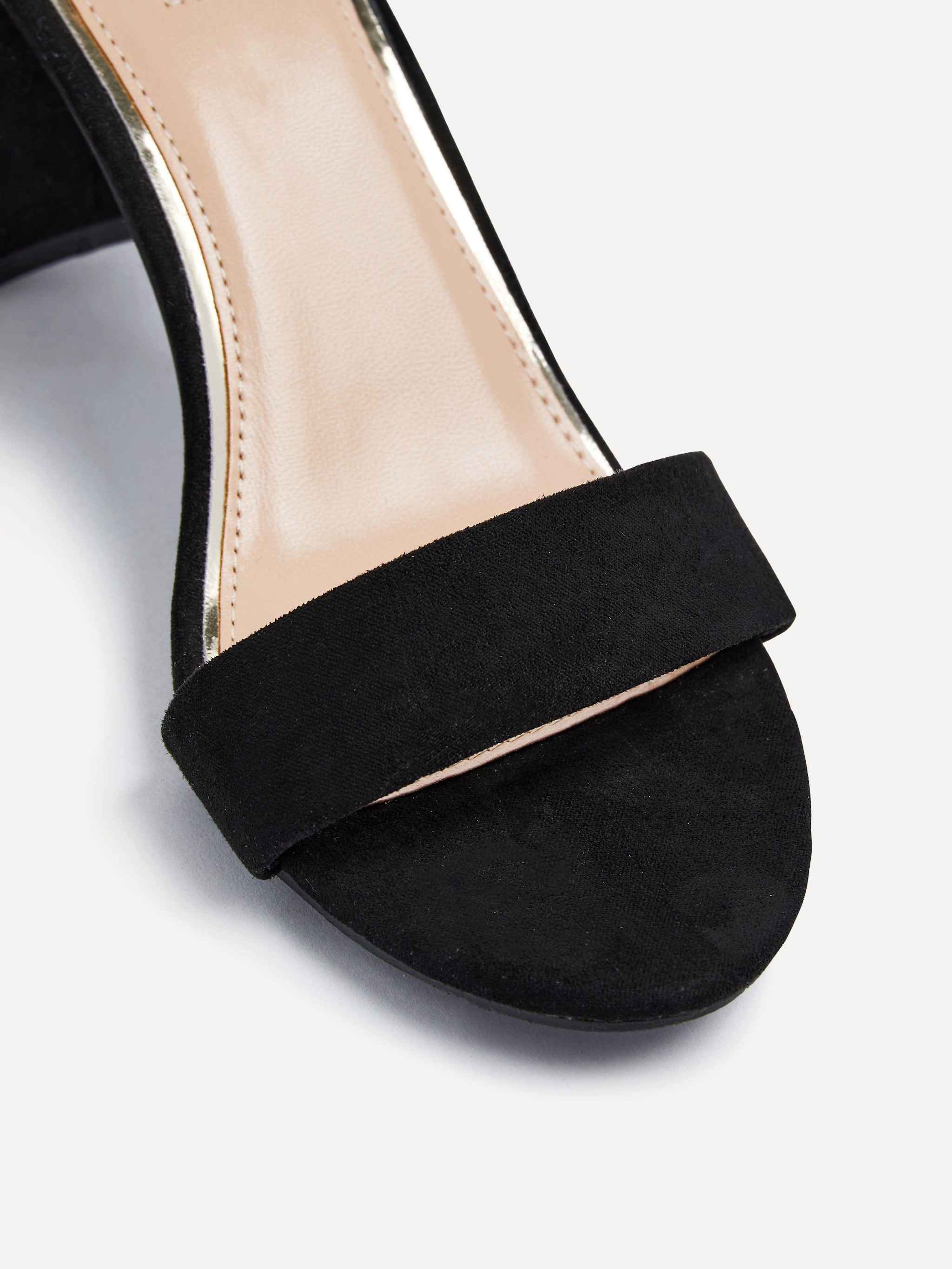 Linzi Frankie Black Faux Suede Barely There Closed Back Block Heeled Sandal image 5