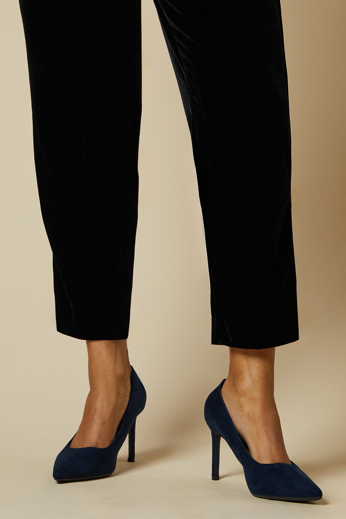 Dorothy Perkins Wide Fit Dash Pointed High Stiletto Heel Court Shoes Navy image 1