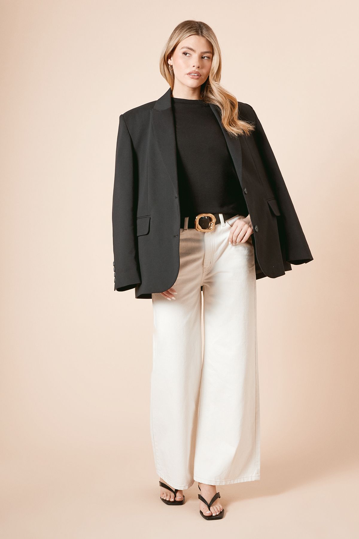 Dorothy Perkins Wide Leg Jean Ecru image 1