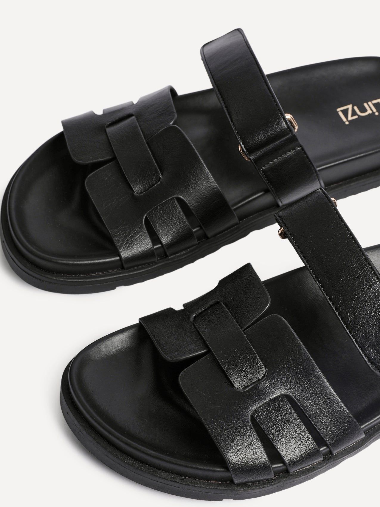 Linzi Essential Black Faux Leather Slip On Sandal image 5