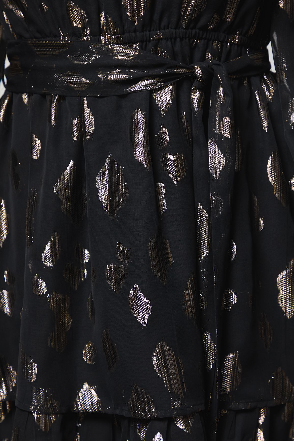 Dorothy Perkins DP Luxe Jacquard Blouson Sleeve Tiered Skirt Mini Dress Black image 5