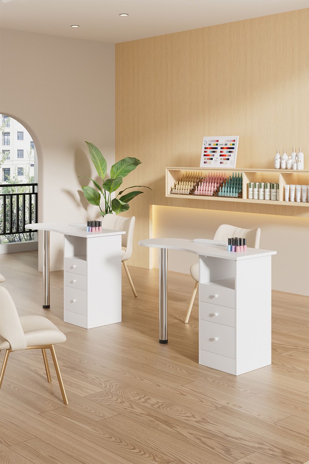 Living and Home 3 Drawers Manicure Table for Beauty Salon and Home image 2