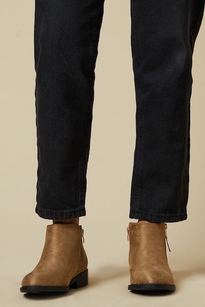 Dorothy Perkins Maddy Side Zip Flat Ankle Boots Taupe