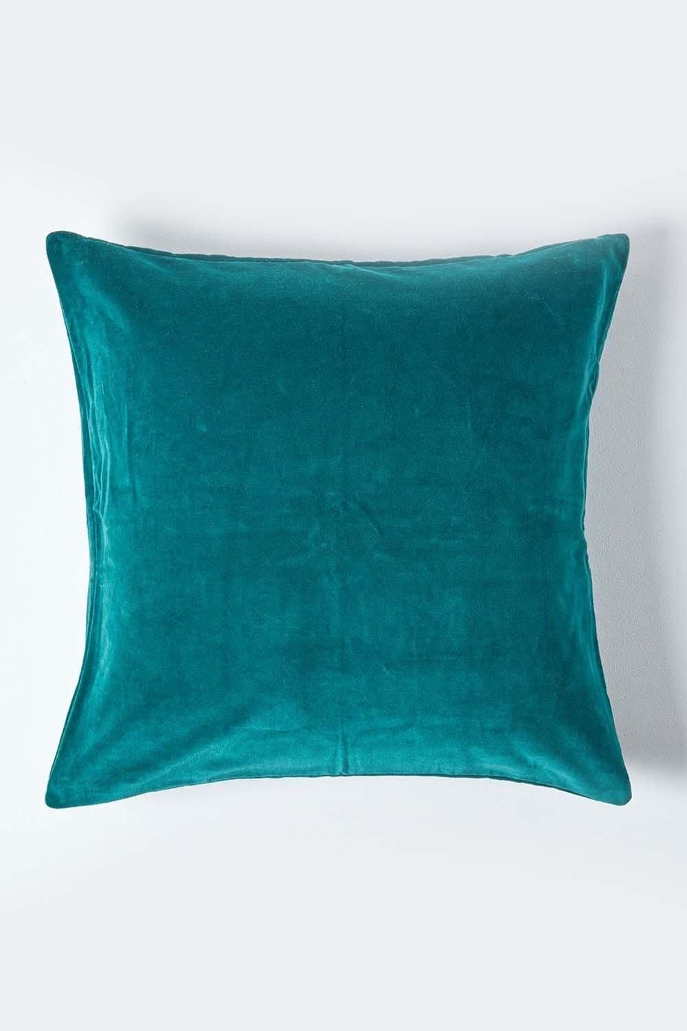 Homescapes Velvet Cushion Cover 100% Cotton, Soft & Machine Washable image 1
