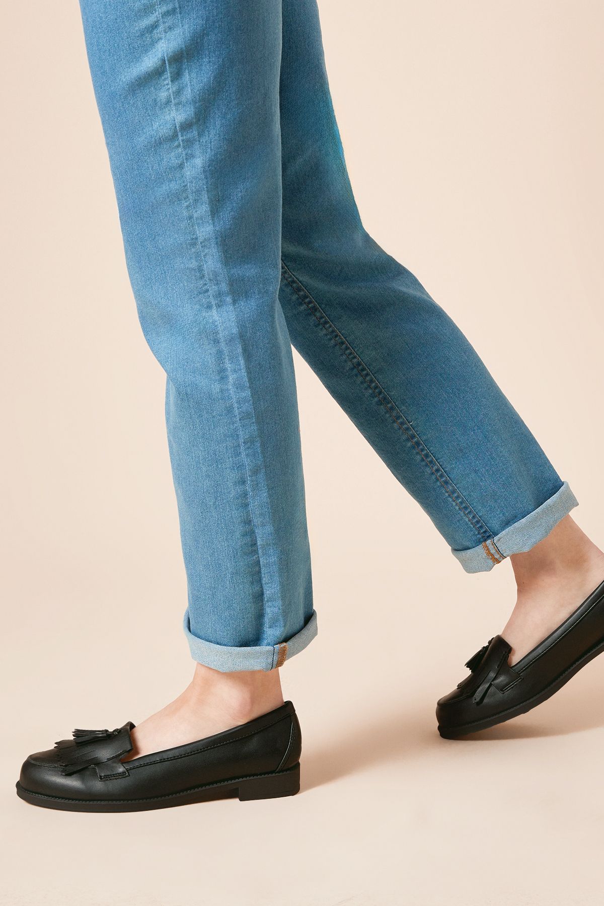 Dorothy Perkins Wide Fit Leigh Fringe Loafers Black image 3