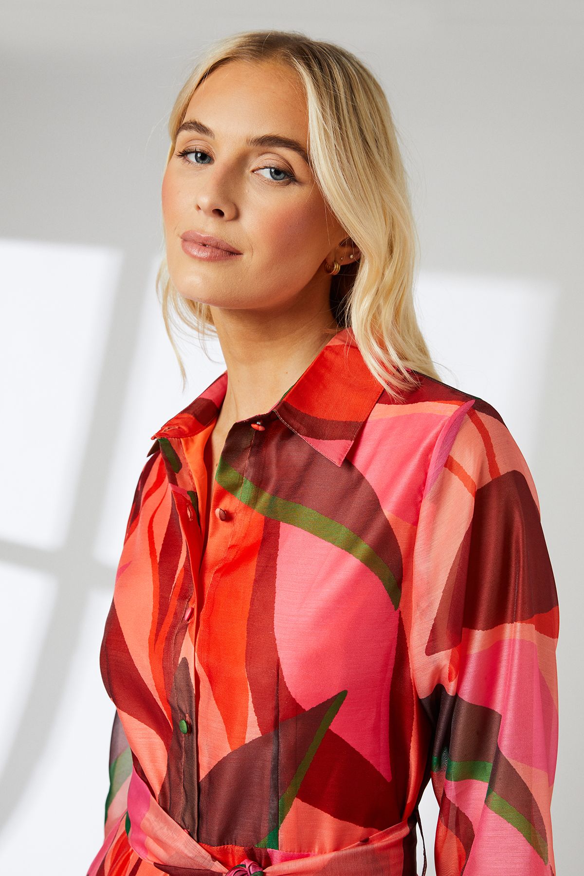 Principles Abstract Organza Contrast Shirt Dress Pink image 4