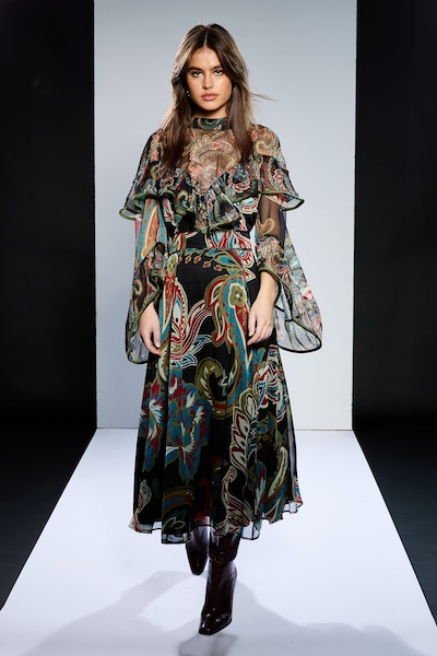 RUNWAY 1.8.1.8 Runway 1.8.1.8 Wide Sleeve High Neck Maxi Dress Multi