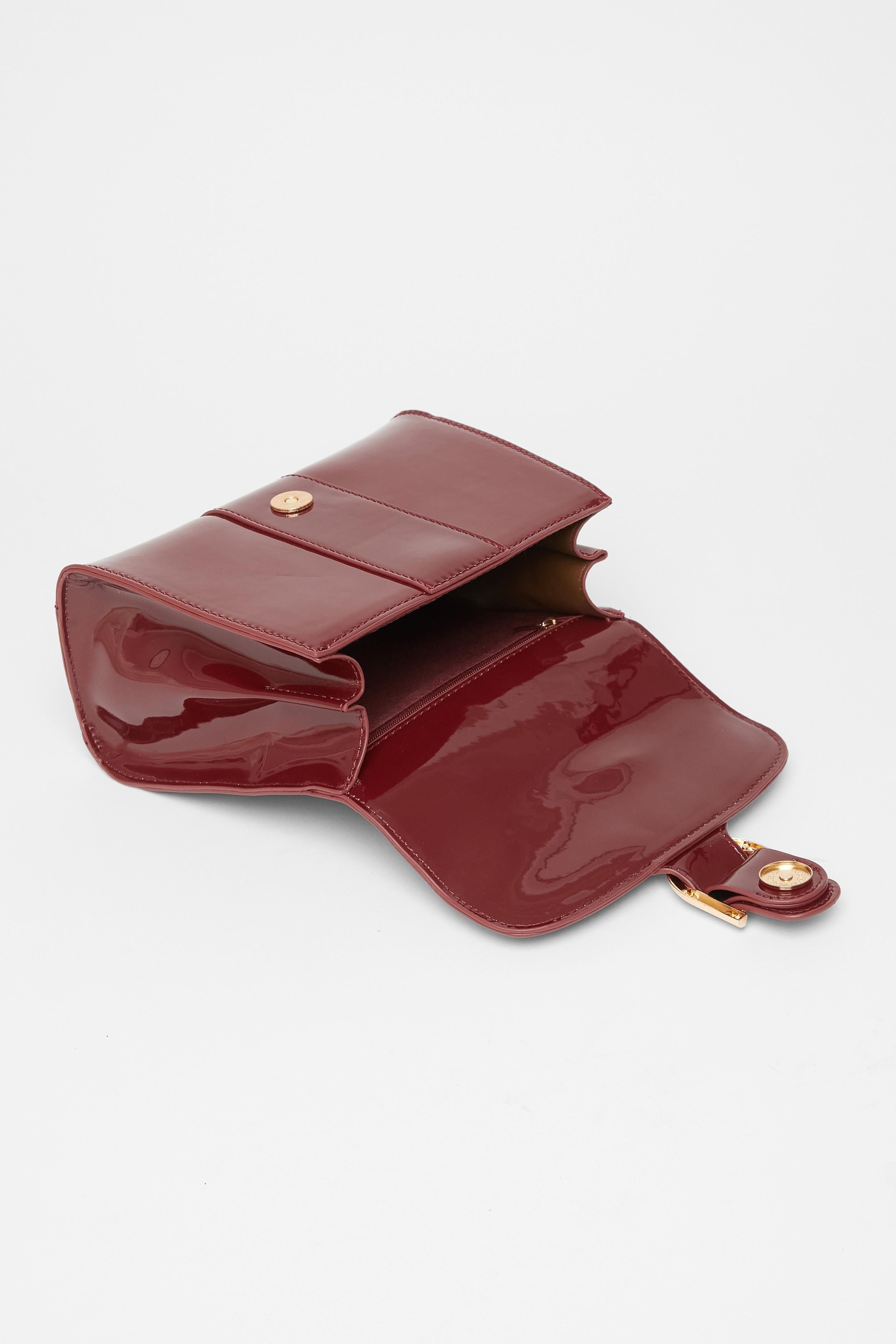 Quiz Burgundy Patent Top Handle Bag image 2