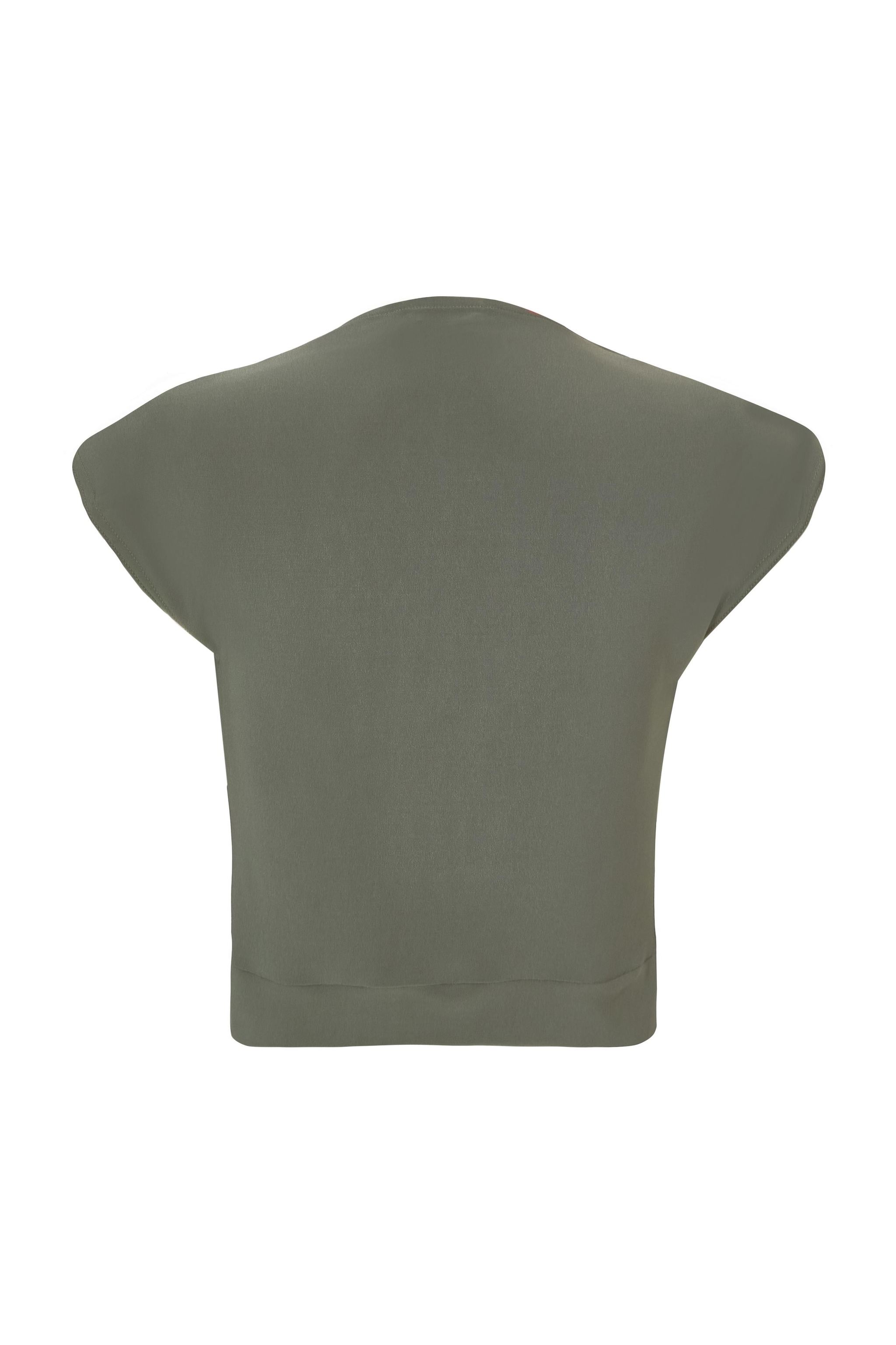Quiz Khaki High Neck Crop Top image 5