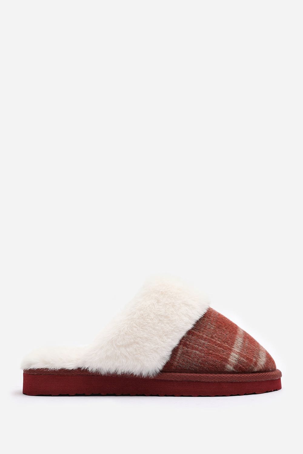Where's That From 'Jemima' Tartan Mule Slippers with Faux Fur Trim image 3