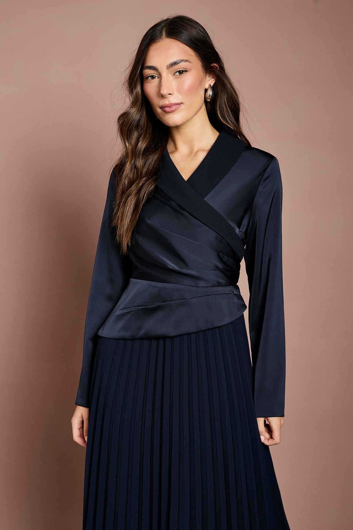 Coast Tailored Pleat Skirt Midi Dress Navy image 2